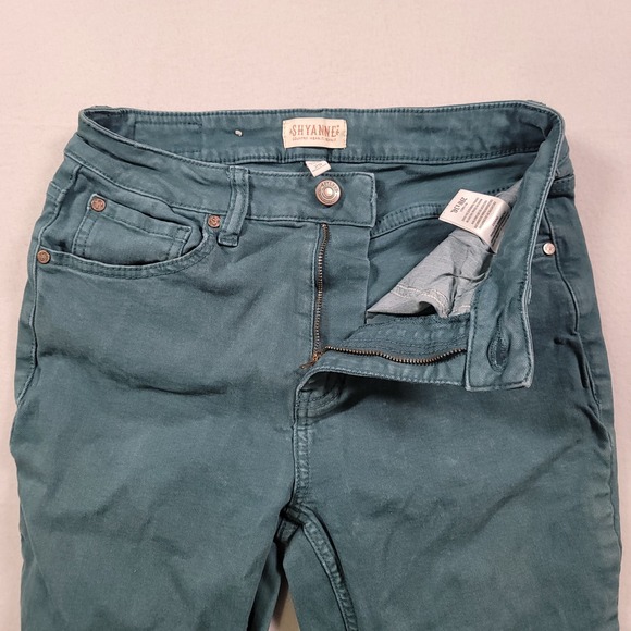 Shyanne Denim - Shyanne Extreme Flare Jeans Womens 29 Teal Green Solid High Rise Cotton Stretch